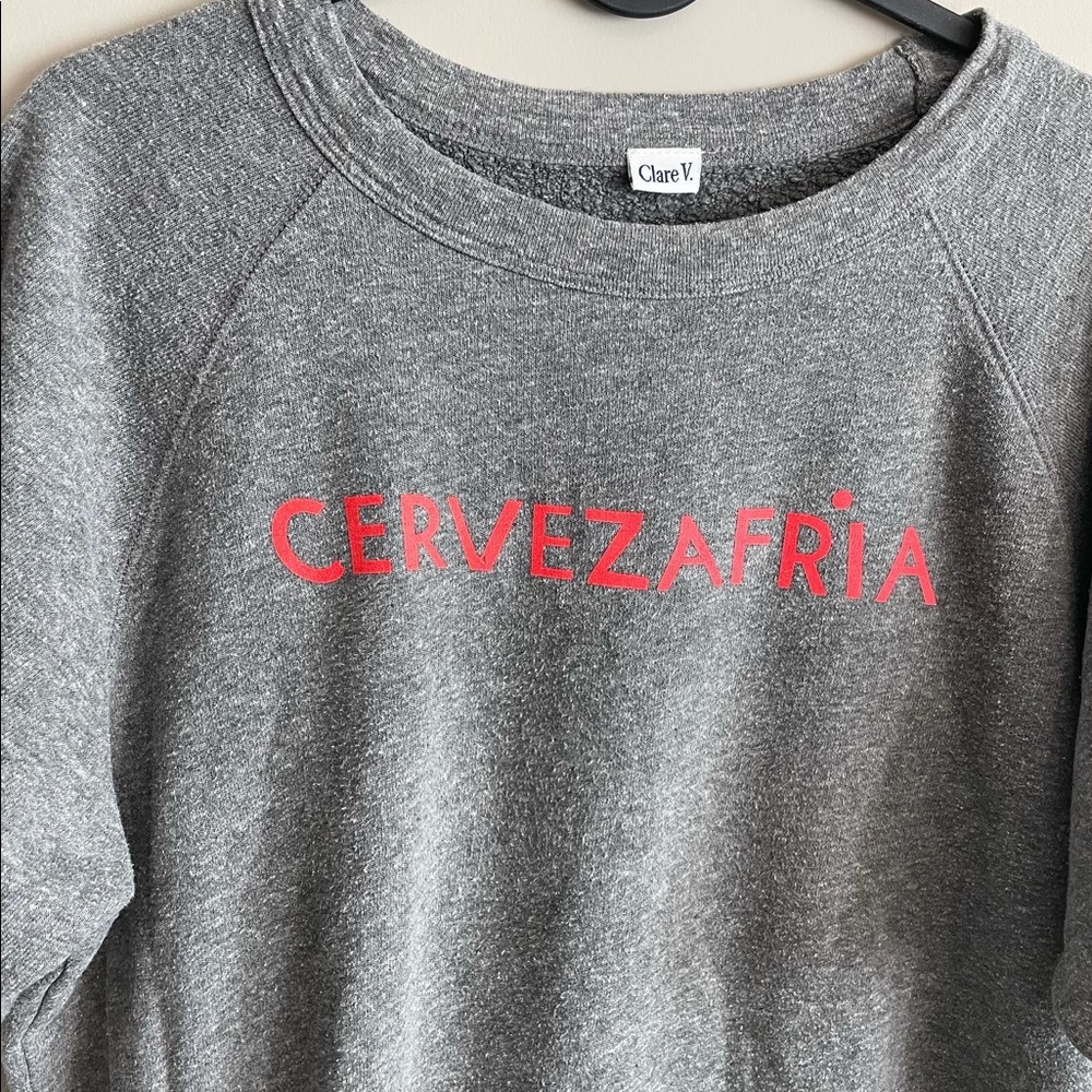 Clare V Sweater Top (graphic says Cold Beer)